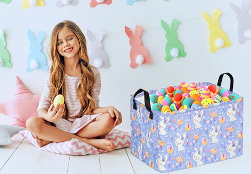 Image of Easter Eggs Gift Rectangle Rabbit Toy Shelf Basket Clothes Laundry Storage Box Storage Bins, Bunny Basket, Laundry Hamper with Handles