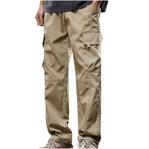 Cargo Pants for Men Big and Tall Baggy Regular Fit Drawstring Straight Leg Trouser Loose Fit Hiking Outdoor Sweatpant