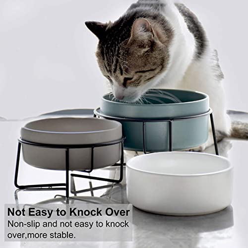 Tigelas para cães | Conjunto de tigelas de cerâmica para cães e gatos com suporte de metal antiderra