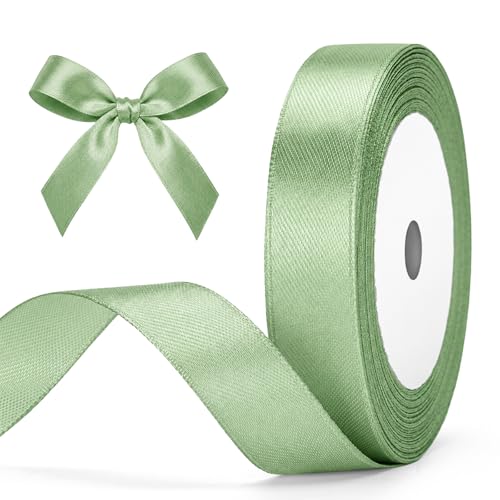 G2PLUS 20mm Sage Green Satin Ribbons: 22m Gift Wrapping Ribbon