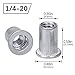 20Pcs 1/4-20UNC Rivet Nuts, Aluminum Flange Nut, Flat Head Threaded Insert