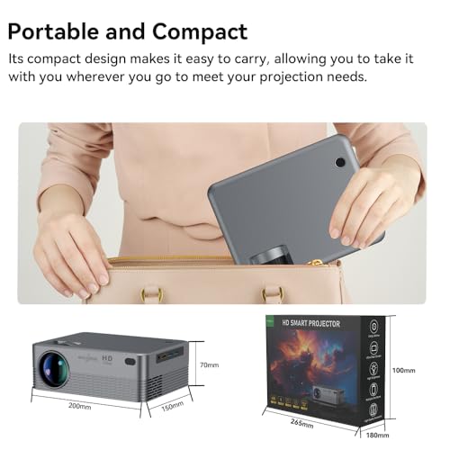 Bettdow Mini Projetor Portatil Compatível Completo De Android 10, Suporte 4K e 720P Nativo, 9000 Lum