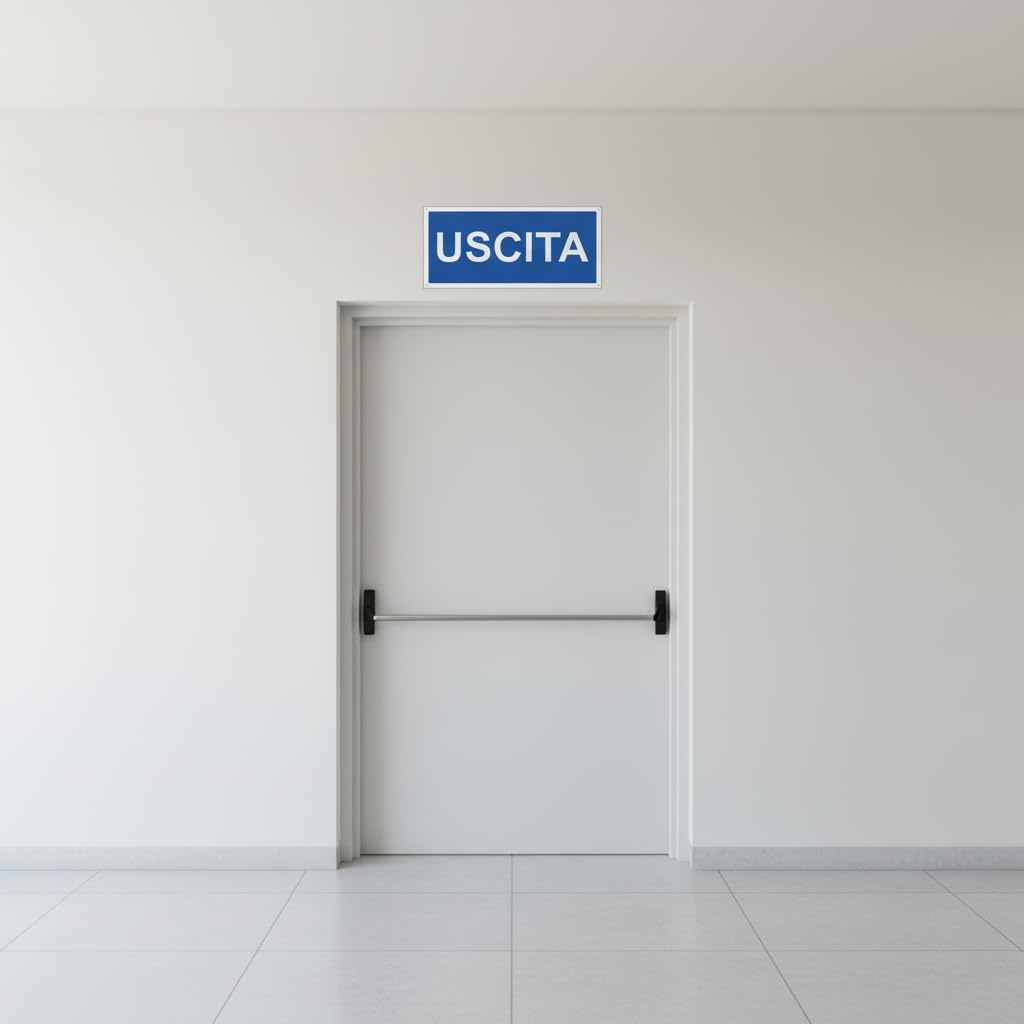 pubblimania USCITA | Cartello in Alluminio composito anche per uso esterno, spessore 3 mm (Uscita Cm 29x14,5)