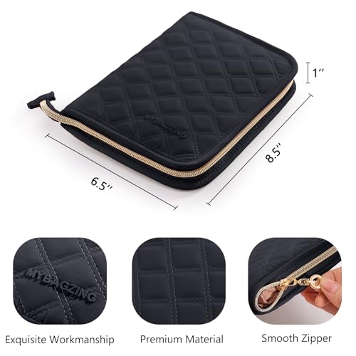 Image of MYBAGZING Crochet Hook Case - Empty Organizer with 24 Slots for Crochet Hooks & Ergonomic Aluminum Crochet Needles, Zipper Pocket for Accessories and Supplies