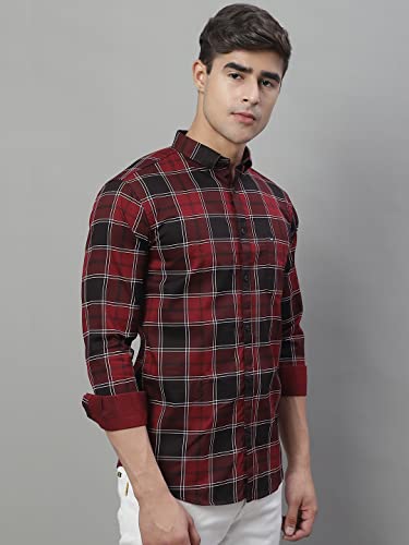Image of Majestic Man Slim Fit Cotton Casual Check Shirt for Men