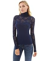 Algopix Similar Product 20 - PattyBoutik Women Turtleneck Sheer Lace