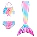 Lito Angels - Coda da Sirena per Nuotare, Bikini Costume da Bagno Sirena per Bambina, Taglia 7-8 Anni, Colore Arcobaleno Rosa, Stile B