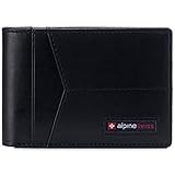 Alpine Swiss Delaney Men’s RFID Blocking Slimfold Wallet Thin Bifold Cowhide Leather Comes in Gift Box Black