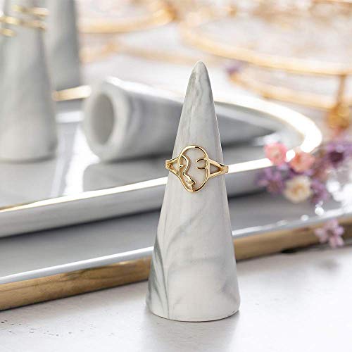 Modern Marble Ring Holder For Nightstand Ceramic Cone Tower Shape Decorative Display Stand For Jewelry Ring/Men Ring Holder 2Pcs Set #TOP1