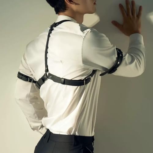 Facaihy Harness Männer Leder Verstellbarer, Body Sex, Punk Body Brust, Rave Outfit Herren Gay Unterwäsche,Clubwear Herren Sexy, Gladiator Kostüm, Sexy Sklave Bandage