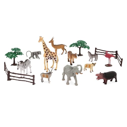 TERRA by Battat – Dschungelwelt – Dschungeltierfiguren & Zubehör – 60-Teile Spielzeug-Tier-Eimer für Kinder – Wildes Tier Spielzeug – Löwen, Gorillas, Zebras, Giraffen und mehr – 3 Jahre +