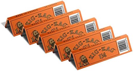 ZIG-ZAG Rolling Papers – 1 ¼ French Orange – Natural Gum Arabic – 78 MM - 5 Booklets with 32 Papers per Booklet - Easy to Use Convenient Cigarette Paper