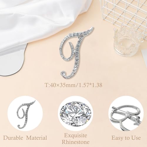 Image of Rhinestone Initial Brooch Pin for Women, Alphabet Gold Letter Brooch A-Z with Crystal, Metal Pin for Hat Bag Dress Suit Accessory for Men