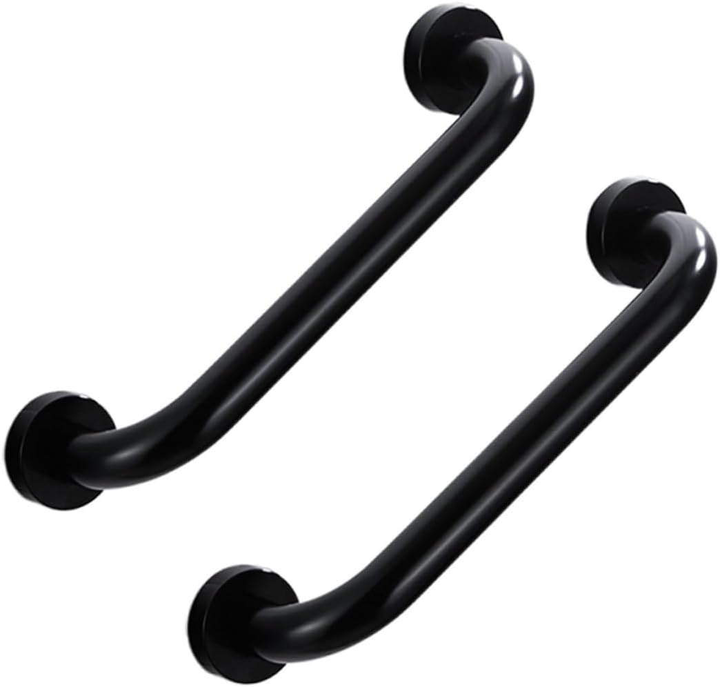 2pcs Non-Slip Safety Hand Bar Black Space Aluminum Bathroom Grab Bar Wall Mounted Practical Safety Grip for Elderly Handicap Mobility Assistance
