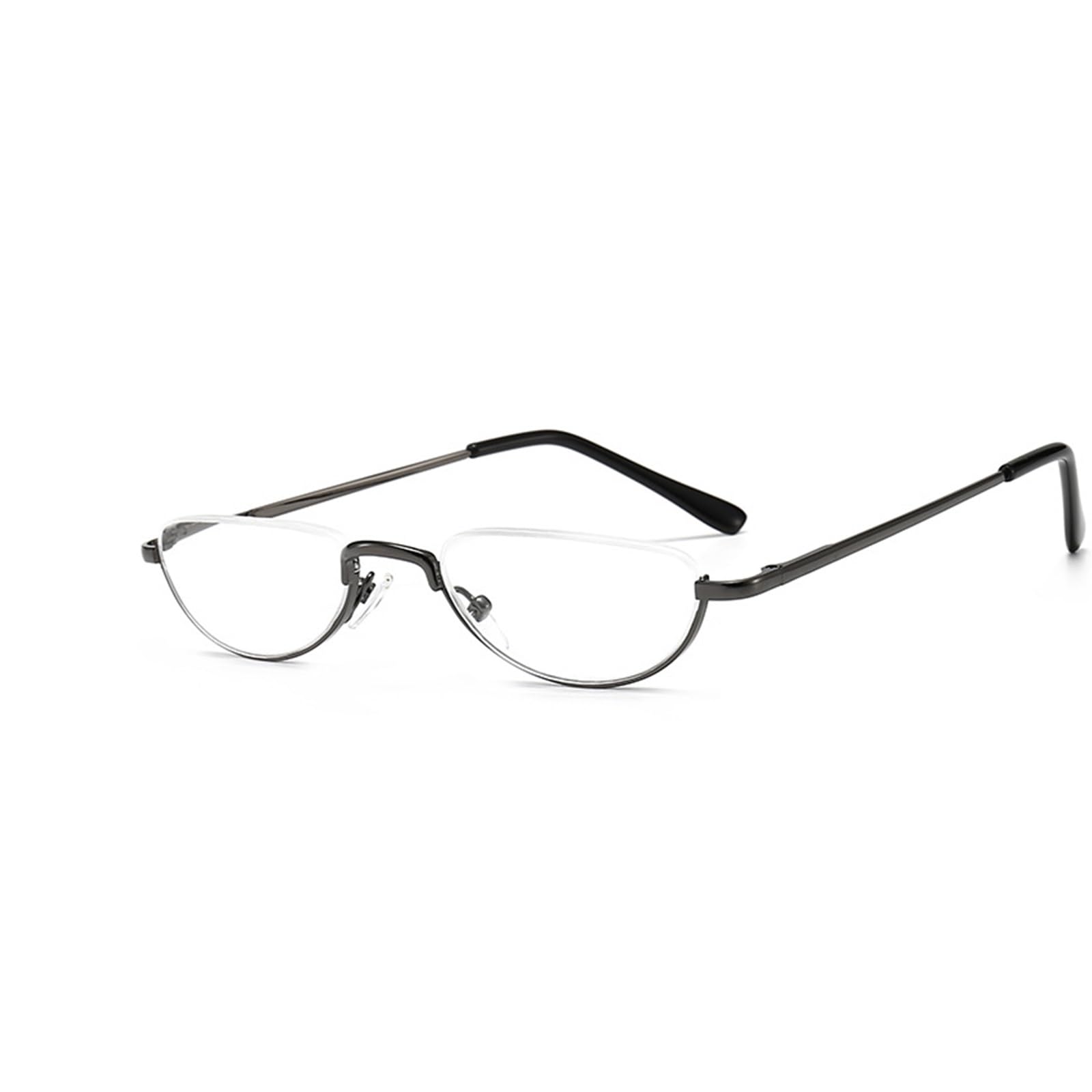Lillie Unisex Black Stylish Half-Moon Reading Glasses, Anti-Blue Light Computer Reader, Half-Frame Metal Material (Color : Size : 3.0X)
