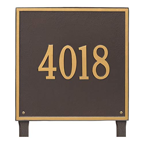 Square Estate 1-Line Lawn Plaque in Bronze and Gold