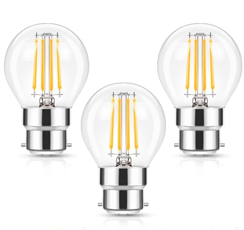 Flaspar Bombilla LED 4W B22 Filamento de Bayoneta, 2700K Blanco Caliente, Equivalente de Bombilla de 40W, Bombillas Vintage G45 / P45, cantidad de 3