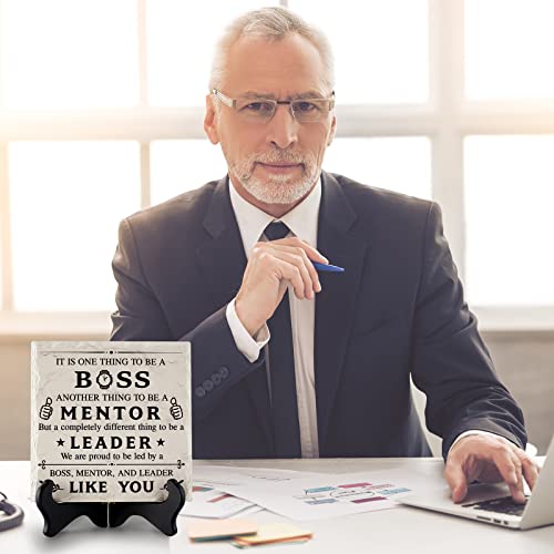 Boss Gifts For Men Women Bosses Day Gifts For Boss Christmas Birthday Gifts For Boss Best Boss Gifts Ideas Boss Leader Mentor Appreciation Gifts Tabletop Decor Ceramic Sign Plaque With Wooden Stand #TOP2