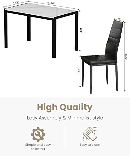 DKLGG-Faux-Marble-Dining-Set-for-Small-Spaces-Kitchen-4-Table-with-Chairs-Home-Furniture