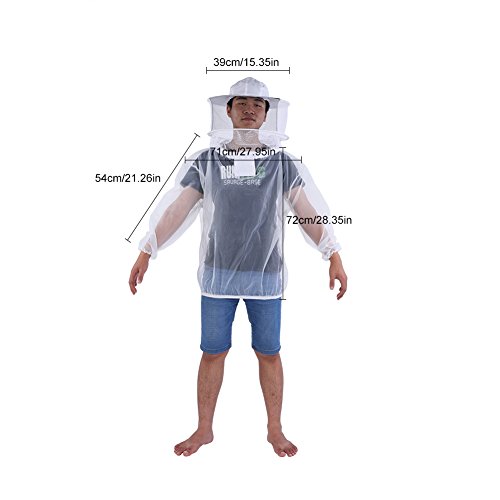Professional Beekeeper Jacket Transparent Lightweight Breathable Beekeeping Protective Suit Equipment with Hooded Veil - Thumbnail 2