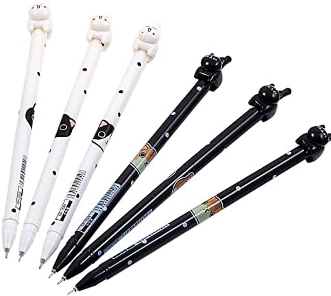 Allbusky 12PCS Cute Cat 0.38mm Black Gel Ink Rollerball Pens, Novelty Pens for Birthday Gift School Office Stationery Back to School Gift Christmas Xmas Gift