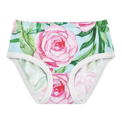 Spring Rose Pink Peony Flower Toddler Girls Underwear 2t Cotton Panties for Girl Stylish Kids Briefs Undies