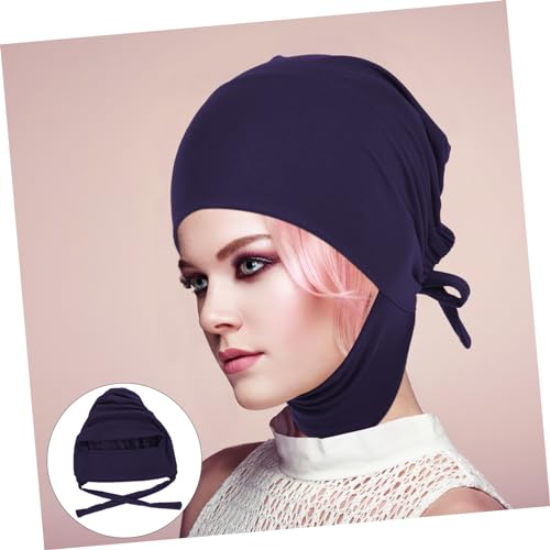 Fashionable Elastic Turban Cap for Women Soft Breathable Muslim Headwear Solid Colors Stylish Tie-Back Bonnet for Everyday Wear and Special Occasions2