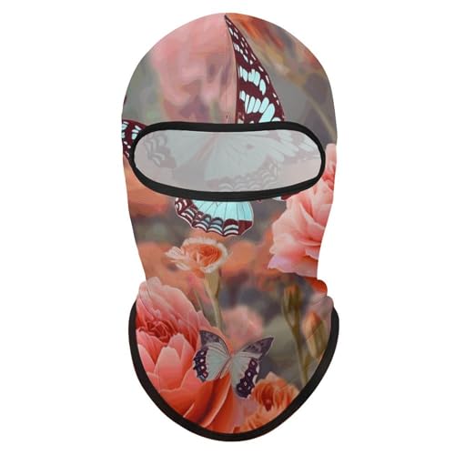 Balaclava para hombre, máscara para esquí y ciclismo con diseño de mariposa y flores, cubreboca para invierno