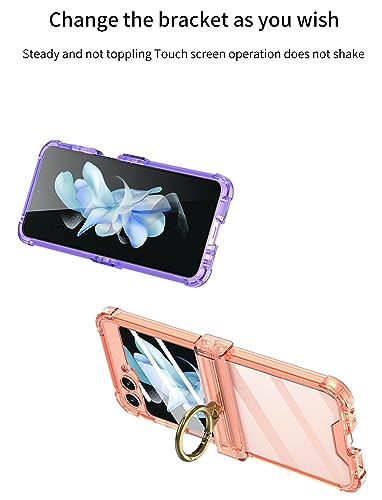 Image of BOUNCEBACK Transparent Shockproof Hinge Cover Ring Case for Samsung Galaxy Z Flip5 / Galaxy Flip 5 Case Cover - (Clear Blue | Rubber)