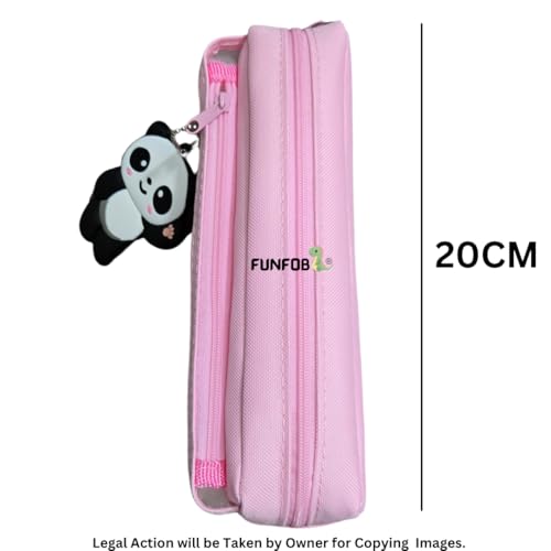 Image of Funfob Panda Pencil Pouch for School College for Pen Pencil Panda Pencil Pouch Box Travel or Cosmetic Case | Panda Pouch Keychain Pink
