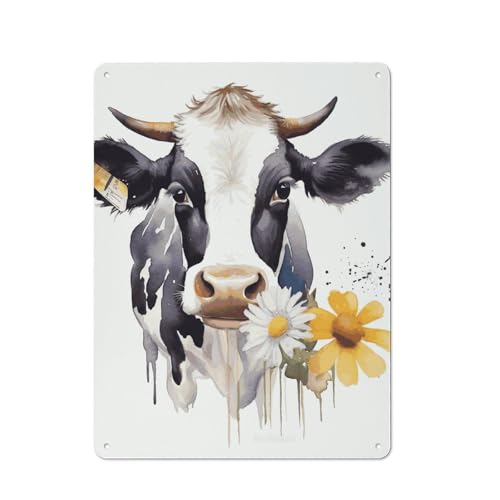 Décoration murale métal haut de gamme aquarelle de vache BVNMT