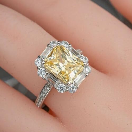 White Gold Plated Yellow Cubic Zirconia Engagement Rings Wedding Bridal Band Promise Rings Evening Parties Anniversary Valentine's Day Gifts Eternity Bands for Women3