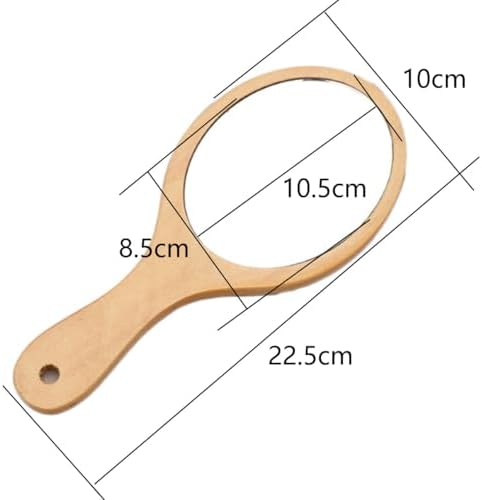 1 Piece Wooden Makeup Mirror Oval Handheld Mirror with Handle Single Side Cosmetic Mirror Vanity Handheld Mirror Handheld Vanity Mirror, 3.94 x 8.86 Inches, Wooden image 5
