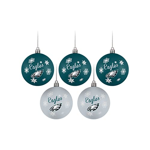 FOCO Philadelphia Eagles NFL 5 Pack Shatterproof Ball Ornament Set