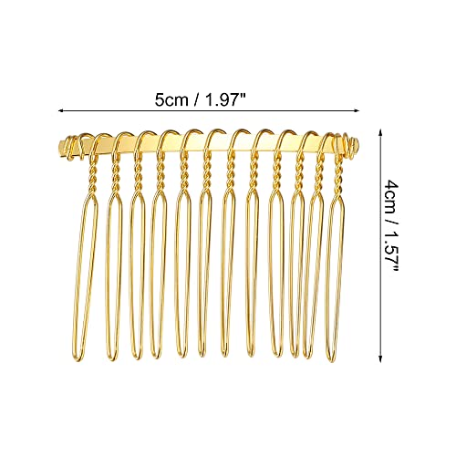 VOCOSTE 12 peças de acessórios para pentes laterais de cabelo antiderrapantes, metal, tom dourado, 5