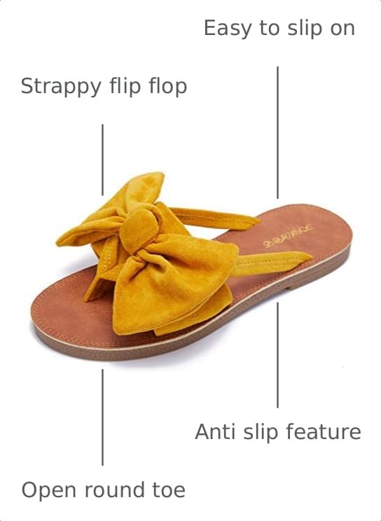 Image of FISACE Womens Bow Flat Sandals Flip Flops Slide Sandals Summer Beach Shoes