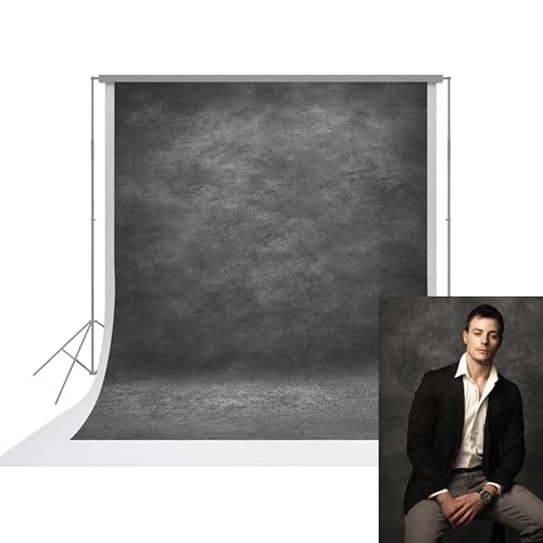 UrcTepics 8x10ft Dark Gray & Black Abstract Textured Photography Backdrop, Fabric Background for Headshots, Portraits, Graduation.