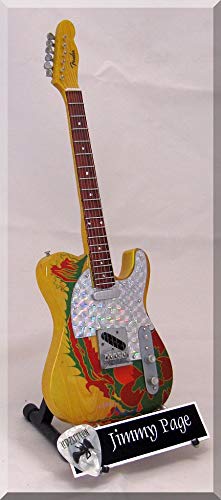 JIMMY PAGE Guitare Miniature Led Zeppelin Telecaster Dragon avec médiator - Les Beatles, Paul McCartney, John Lennon, RIngo Starr, George Harrison JIMMY PAGE Guitare Miniature Led Zeppelin Telecaster Dragon avec médiator