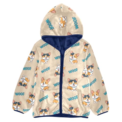 CHIFIGNO Cute Dogs Beige Toddler Boy Zip up Hoodie Sweatshirt Jacket for Fall Winter 3T