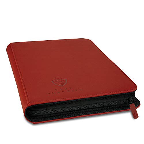 Card Guardian - 9 Pocket Premium Binder with Zipper for 360 Cards - Side Loading Pockets for Trading Card Games TCG (Red) - Thumbnail 5