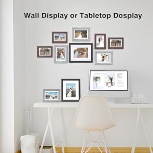 10 pack picture frames collage wall decor gallery wall frame set with mat for wall mounting or tabletop display including two 8×10 four 5×7 four 4×6 family photo frames black gray brown  urban country home decor