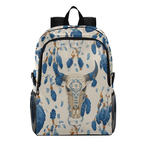 AIXIWAWA Lightweight Hiking Backpacks Bison Skulls Print, Foldable Waterproof Daypack for Commute Travel
