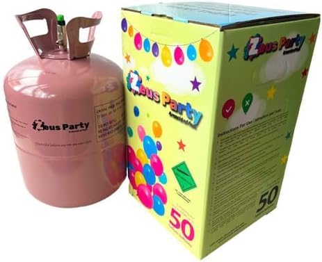 Zeus Party Bombola Gas Elio, Kit per Gonfiaggio 50 Palloncini,