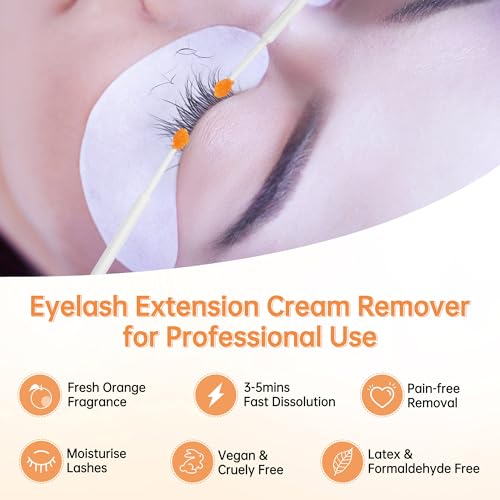 Beauty7 Wimpernkleber Entferner Cream Wimpernverlängerungslöser Orange Wimpernkleber Lösemittel wimpern extension Entferner Remover Cream Wimpernverlängerung Klebstoffentferner 5ml Duft: Orangenduft