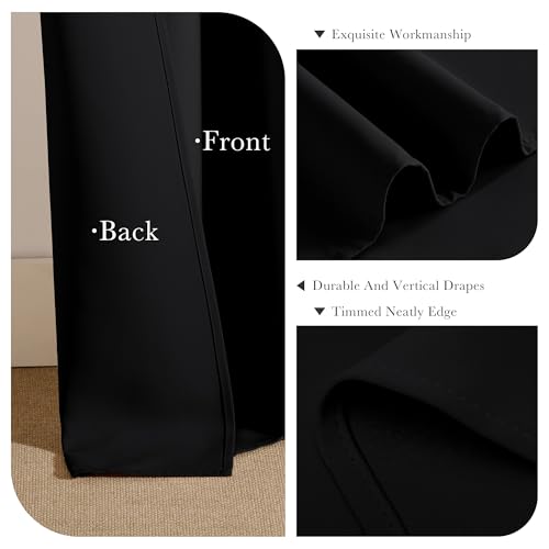 Image of PONY DANCE Kitchen Curtains 24 inch Length - Blackout Camper Curtains for Travel Trailers, Set of 2 Panels Tiers, Short Small Window Drapes for Bathroom & Basement, Ideal for RV Camper, Black