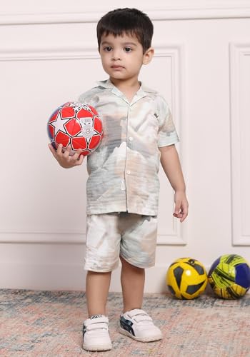 Image of POLKA TOTS Cotton Half Sleeves Shirt With Shorts, All Over Print Cord Set for Baby Boy Kids