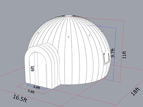 Carpa iglú inflable portátil con luz LED y 2 ventanas miniatura 3