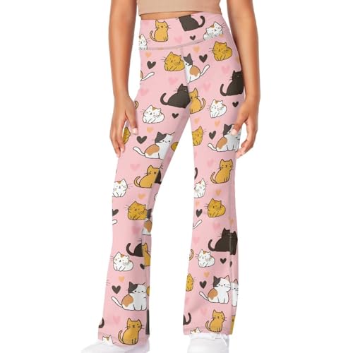 Image of Girls Leggings Floral Print High-Waisted Flared Pants 5-14 Years