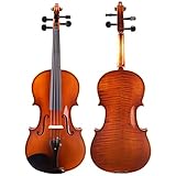 SUPERFICIE DE BUEN ASPECTO: la placa superior del violín de tamaño completo está hecha de madera maciza de abeto, y la placa trasera está hecha de arce. El cuerpo semi-pintado a mano hace que la pintura del violín sea suave pero no áspera, brindándote una buena experiencia sensual. Hace que los violines se vean más elegantes.