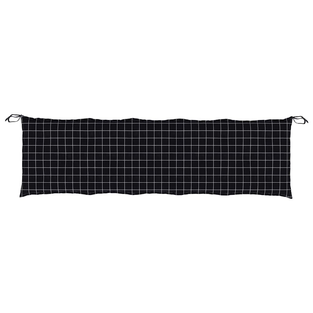 Nakładki na ławkę ogrodową, zestaw 2 szt., czarne wzory karo, z tkaniny Oxford, 180 x 50 x 7 cm, wyściełane, antypoślizgowe, ze sznurkami do wiązania, na taras, krzesło ogrodowe i ławki do